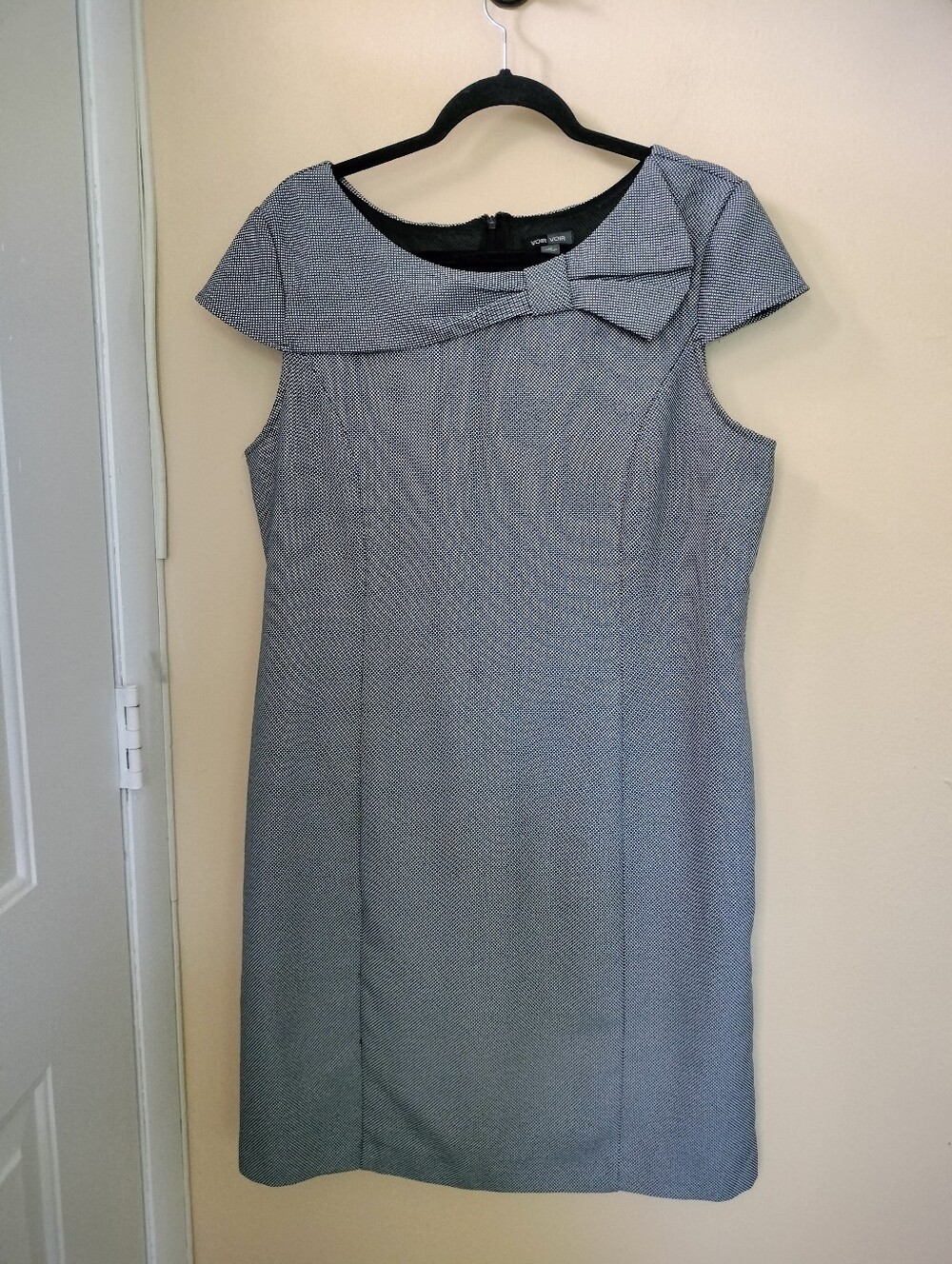 Voir Voir Lined black white sheath bow vintage dress 14 wedding Church Office